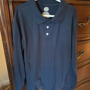 Navy Blue Long Sleeve Polo Shirt